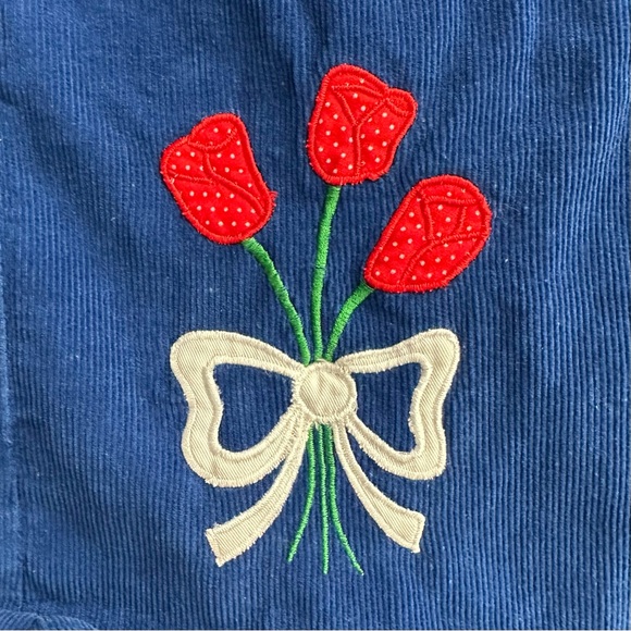 Vintage Animations Shirt & Blue Corduroy Dress Set Embroidered Flowers Girls 3T - Picture 5 of 10
